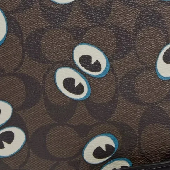 NWT Canteen Crossbody Signature Canvas Graphic Halloween Eyes Purse Bag Leather - Picture 4 of 12